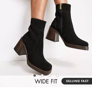 Asos wide fit region suede mid-heel boot